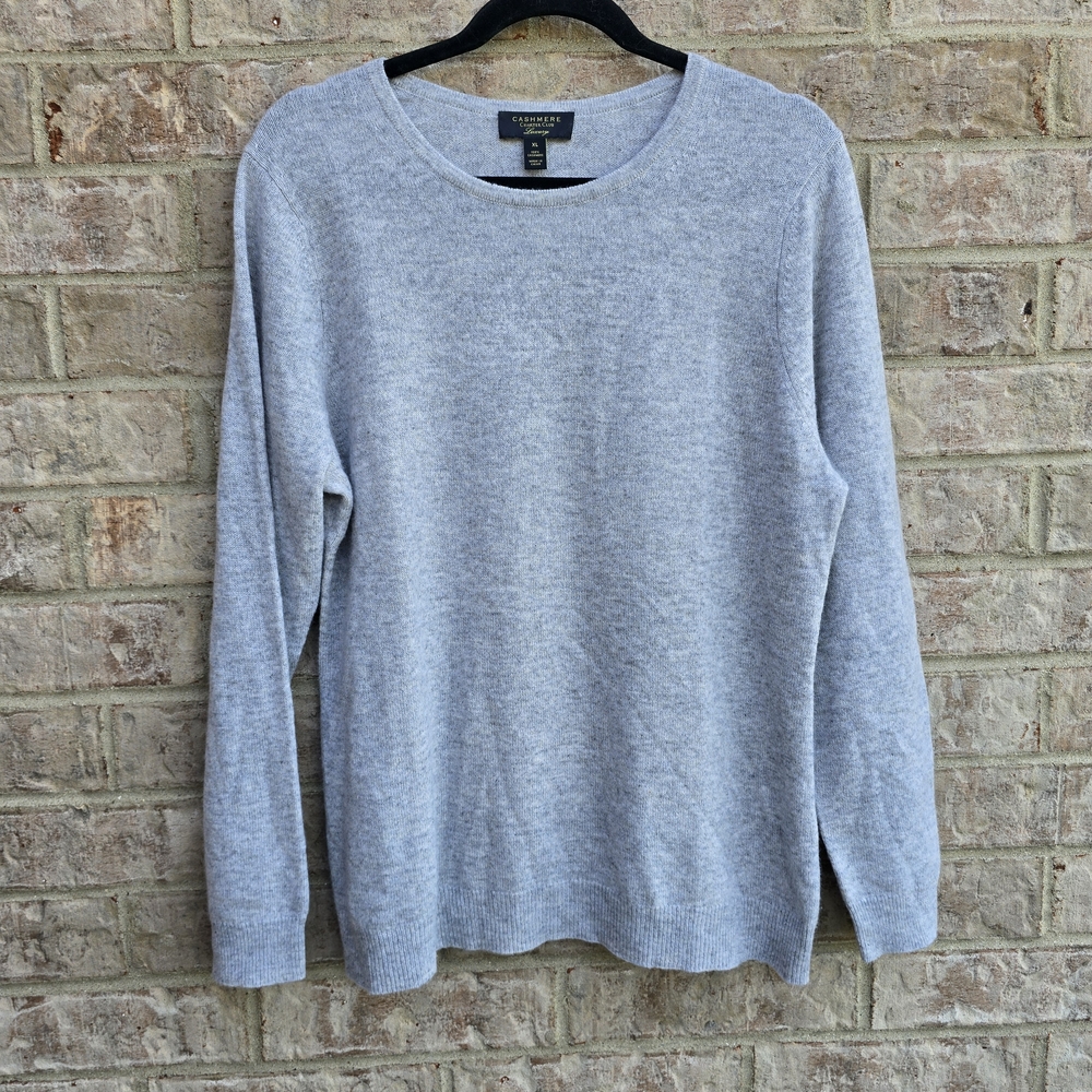 Cashmere Charter Club Luxury 100% Cashmere Sweater Women's Soft Heather Gray XL